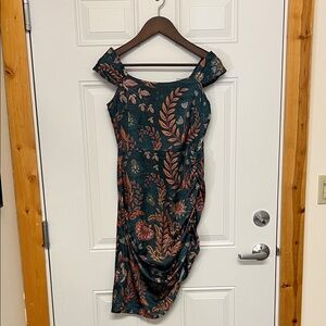 Aerie Dark Green Floral Midi Dress